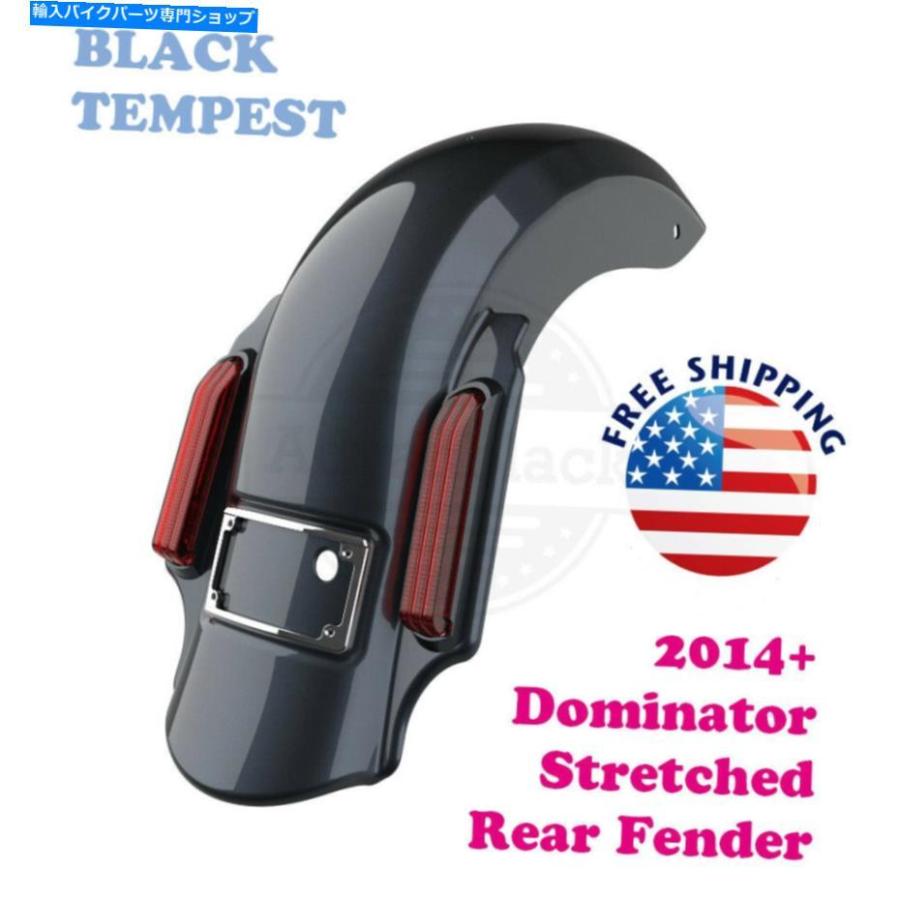 Rear Fender ブラックテンペストドミネーターストレッチ拡張リアフェンダーフィット14+ハーレーツーリング Black Tempest Dominator Stretched Extend