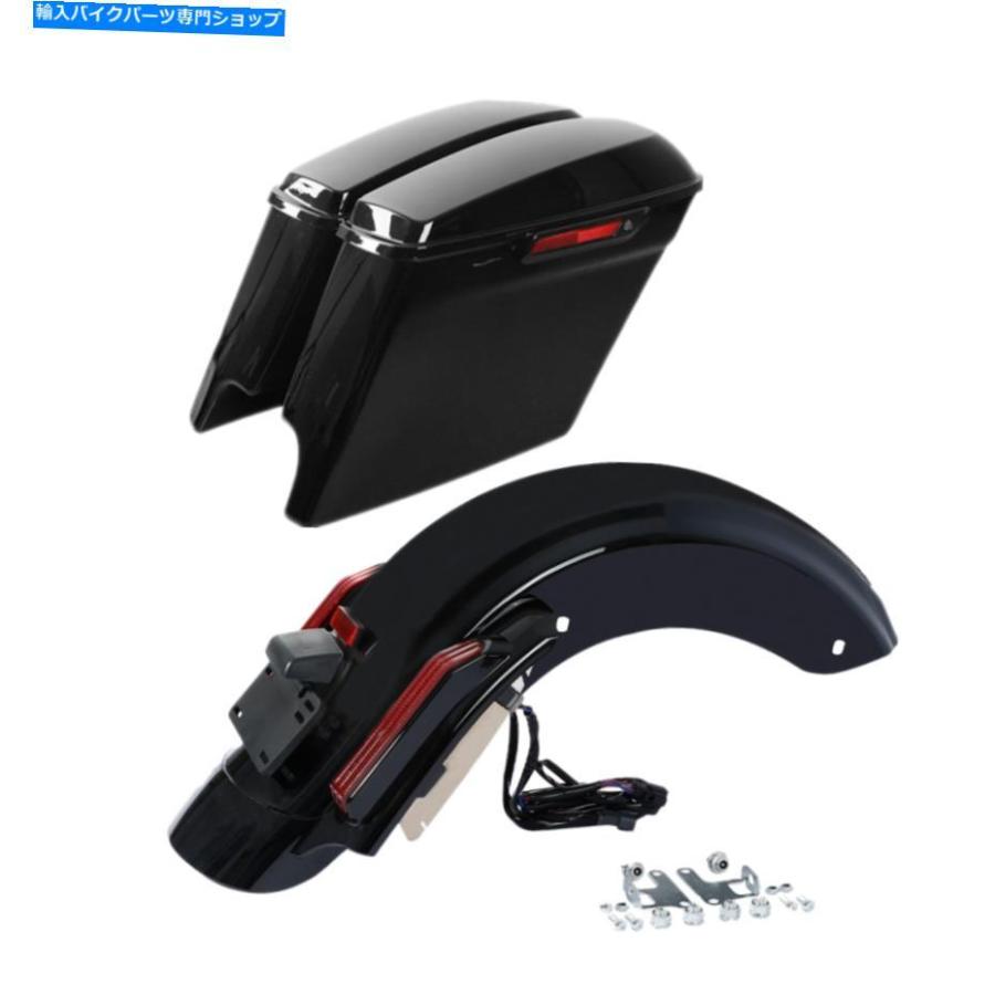 Rear Fender 5inサドル御徒面子＆LEDリアフェンダーフィットハーレーCVOツーリングFlhr Flht 14+ 5\" Stretched Saddlebag \u0026LED Rear Fender Fit For" 外装パーツ-車、バイク、自転車-フロントフェンダー