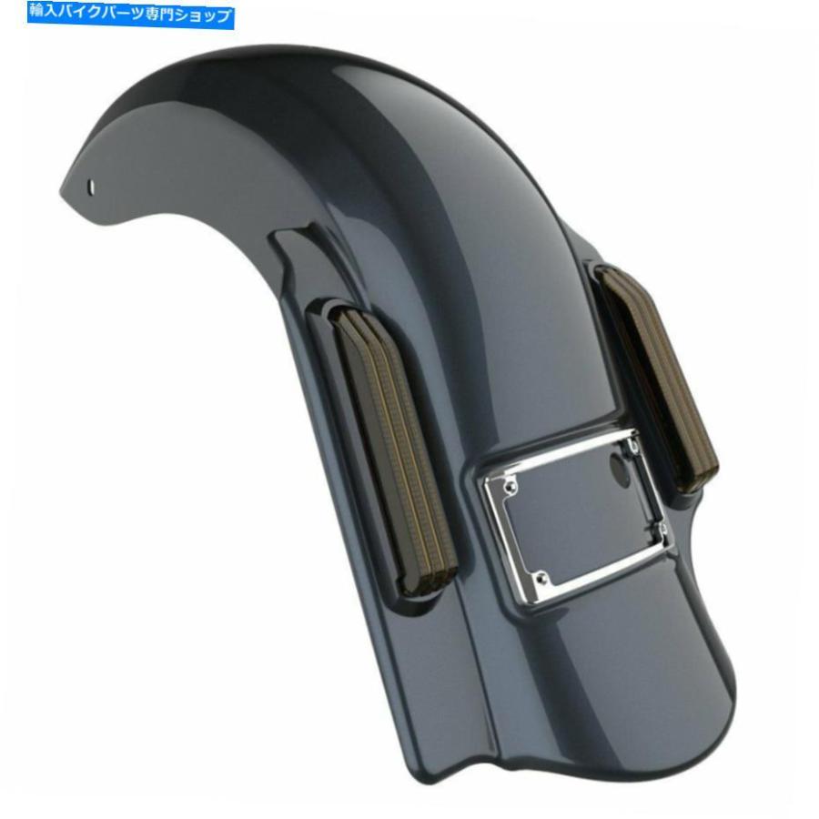 Rear Fender 黒厚手のシングルカットアウト支配者ストレッチリアフェンダーフィット2014+ハーレー Black Tempest Single Cutout Dominator Stretched
