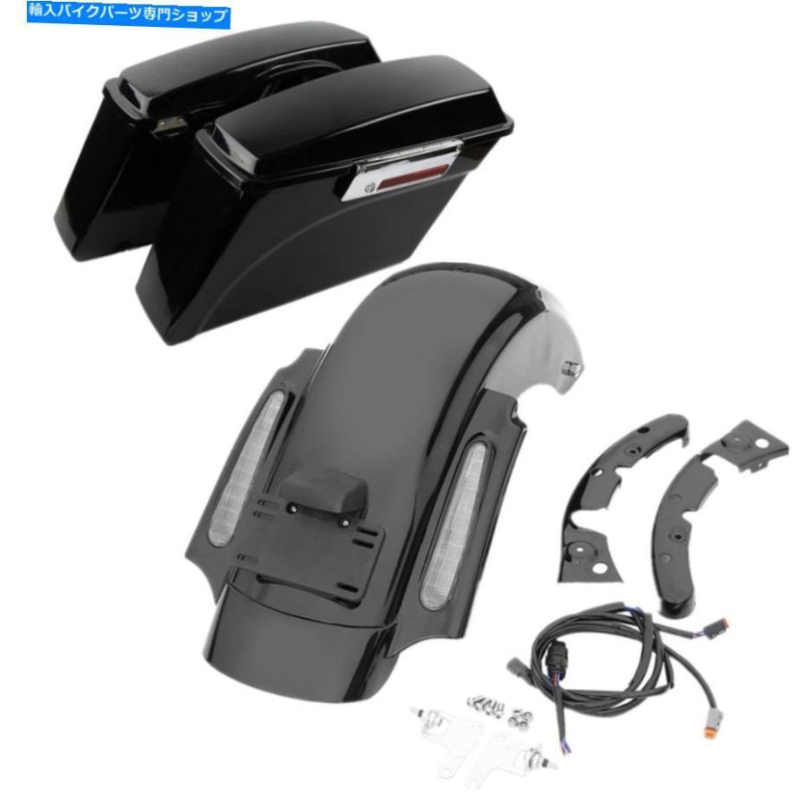Rear Fender ブラックハードサドルバッグリアフェンダーフィットハーレーロードキングギルデ2009-2013 Black Hard Saddlebags Rear Fender Fit For Ha
