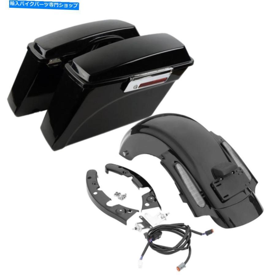 Rear Fender ブラックハードサドルバッグリアフェンダーフィットハーレーロードキングギルデ2009-2013 Black Hard Saddlebags Rear Fender Fit For Ha_1