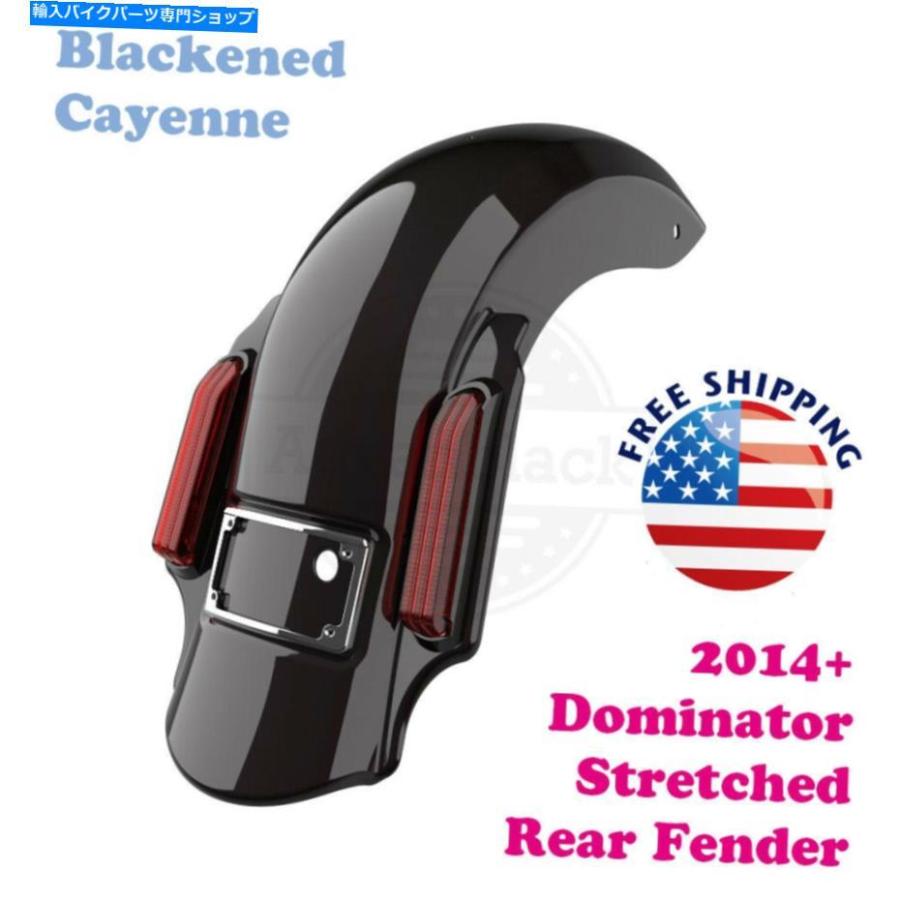 Rear Fender 黒人カイエンドミネーターストレッチリアフェンダーフィット14+ハーレーツーリング Blackened Cayenne Dominator Stretched Extend Rear