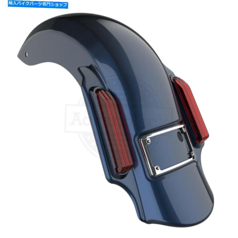 Rear Fender 真夜中のブルーの支配者は14+ハーレーツーリングのための拡張リアフェンダーを伸ばしました Midnight Blue Dominator Stretched Extended