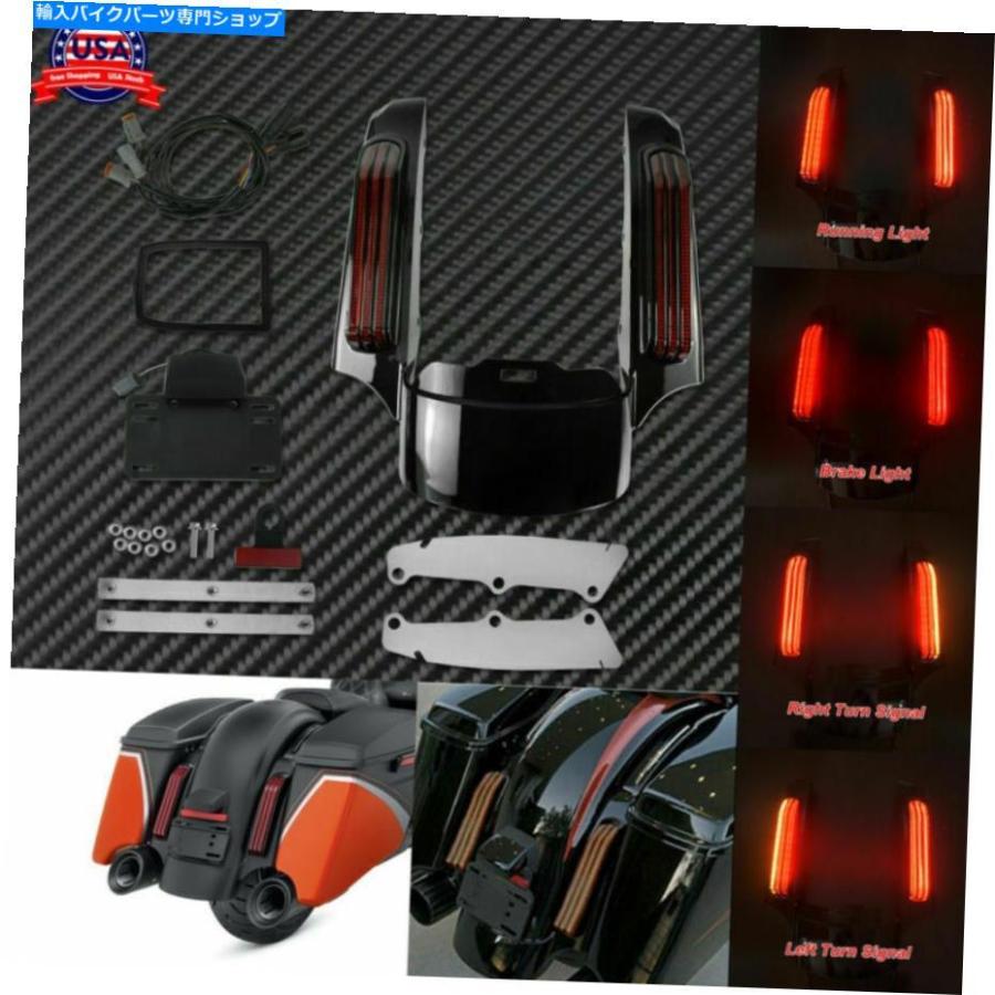Rear Fender リアフェンダー延長筋膜LEDターンシグナルランニングブレーキフィットハーレー2020 Rear Fender Extension Fascia LED Turn Signal Runni