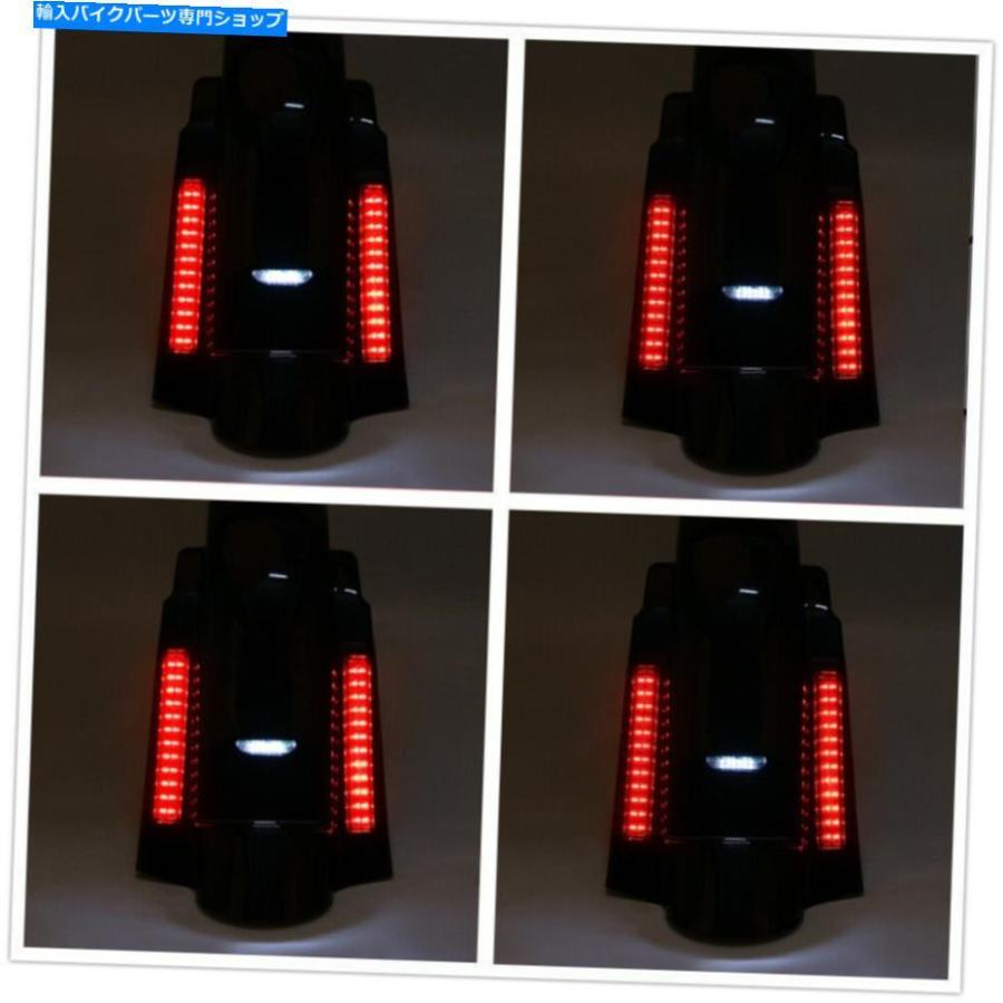 Rear Fender 4 \"ブラックなしCVO拡張リアフェンダーW LEDライト09-13ハーレーツーリング 4\" Black No Cut CVO Extended Rear Fender w LED Light forの画像