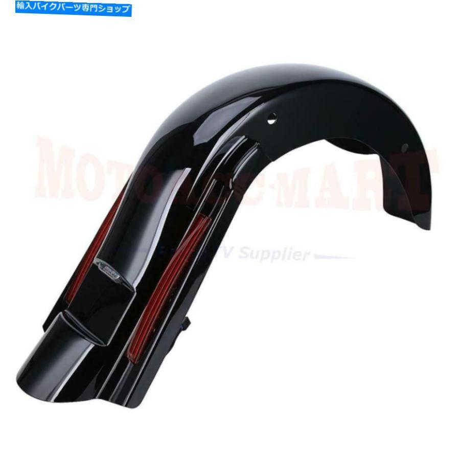 Rear Fender 4 \"ブラックなしCVO拡張リアフェンダーW LEDライト09-13ハーレーツーリング 4\" Black No Cut CVO Extended Rear Fender w LED Light forの画像