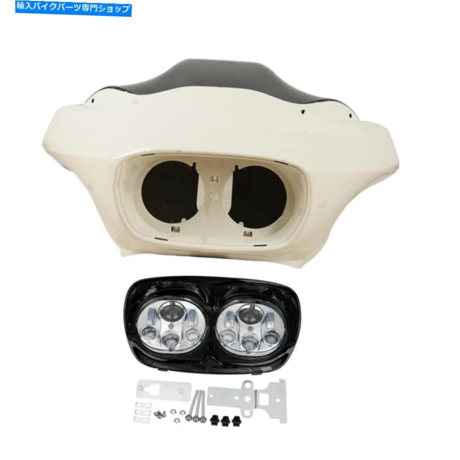 Inner Fairing ハーレーロードグライドFLTR 1998-2013の利益の肌つき+アウターフェアリングデュアルLED前照灯相応う Inner+Outer Fairing D バイク-車、バイク、自転車