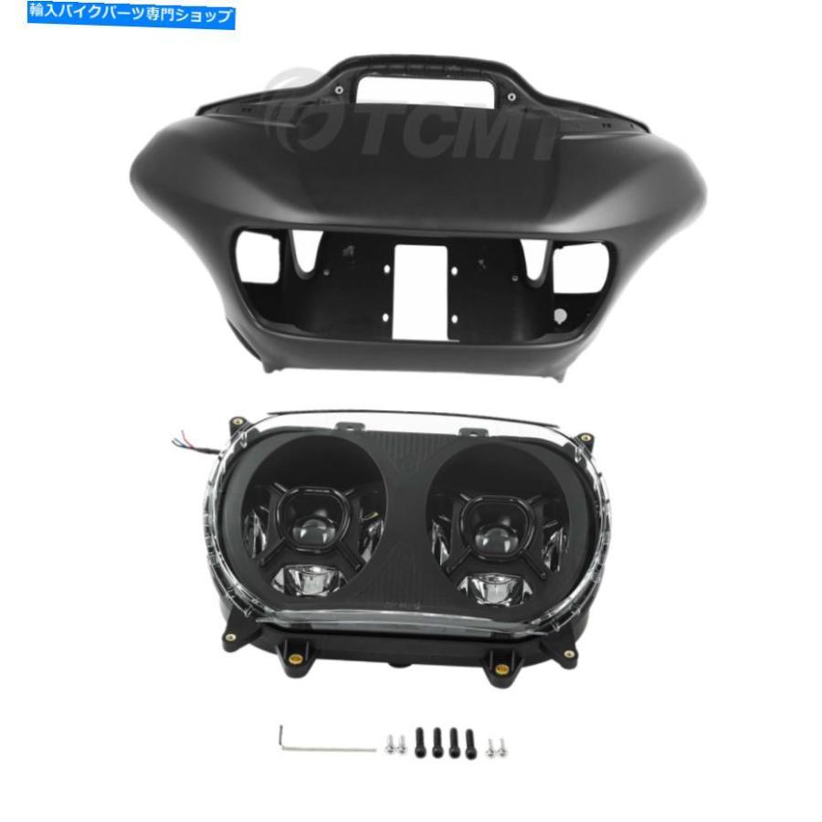 Inner Fairing インナー外のフェアリング＆LEDデュアルヘッドライトフィットハーレーロードグライドFLTR 2015アップ Inner Outer Fairing & LED Dual