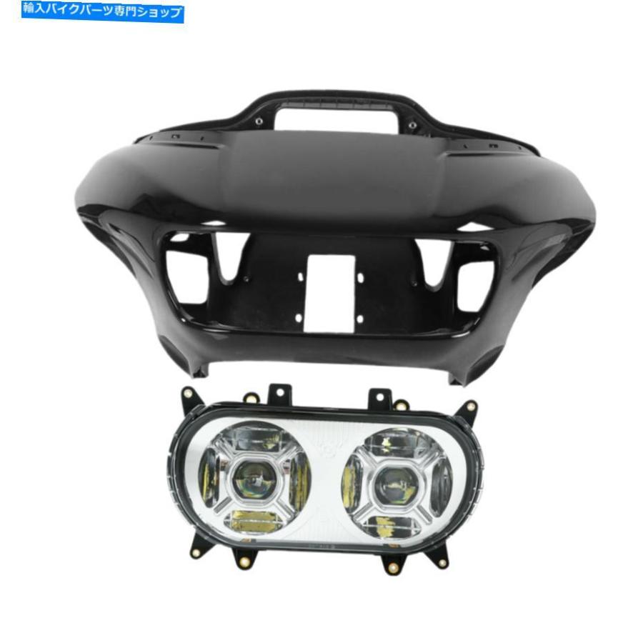 Inner Fairing 内側の外観LEDデュアルヘッドライトヘッドランプフィットハーレーロードグライド15-21 Inner Outer Fairing LED Dual Headlight HeadLa