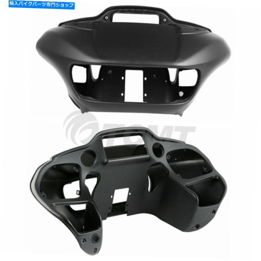 Inner Fairing マットブラックインナー＆アウターヘッドライトフェアリングフィットハーレーロードグライド2015-2021 Matte Black Inner \u0026 Outer Headの画像