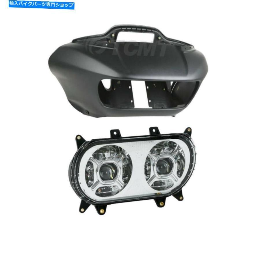 Inner Fairing インナーアウターフェアリングフロントLEDヘッドライトフィットハーレーロードグライド2015-2020 Inner Outer Fairings Front LED Head