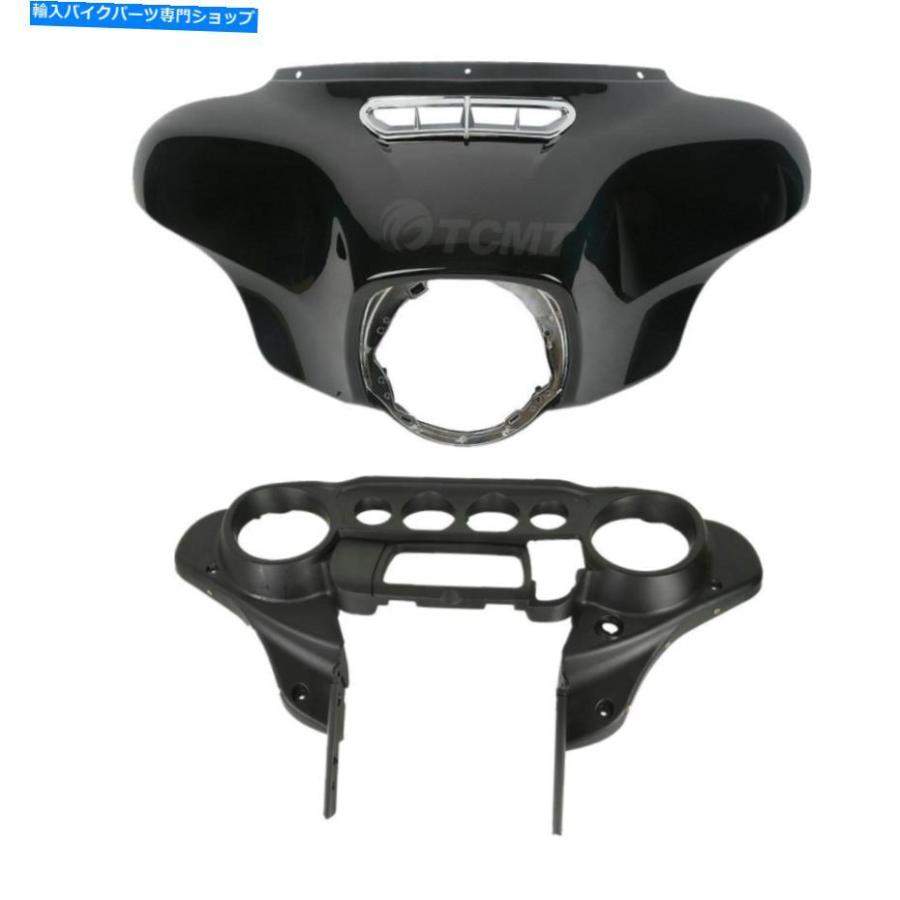Inner Fairing ブラックフロントバットウィング+ハーレーツーリングストリートグライド14-18の利益のインナーアウターフェアリング Black Front Batwi バイク-フレーム