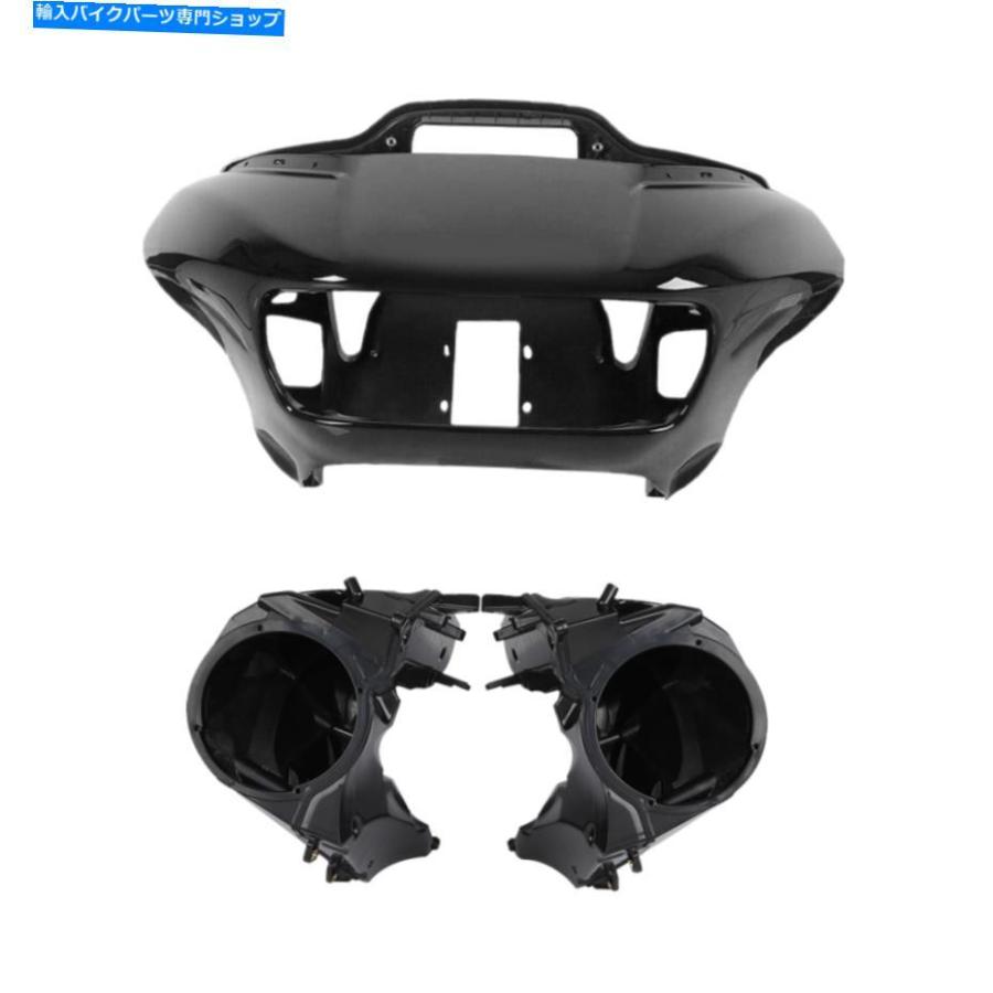 Inner Fairing ハーレーツーリングロードグライド15-21ブラックのためのインナーアウターフェアリングスピーカーカバー Inner Outer Fairing Speaker