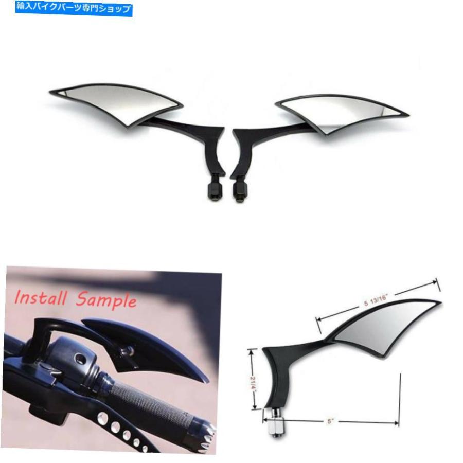 Mirror ホンダVT1300CX VT13CX用オートバイブラックブレードスピア