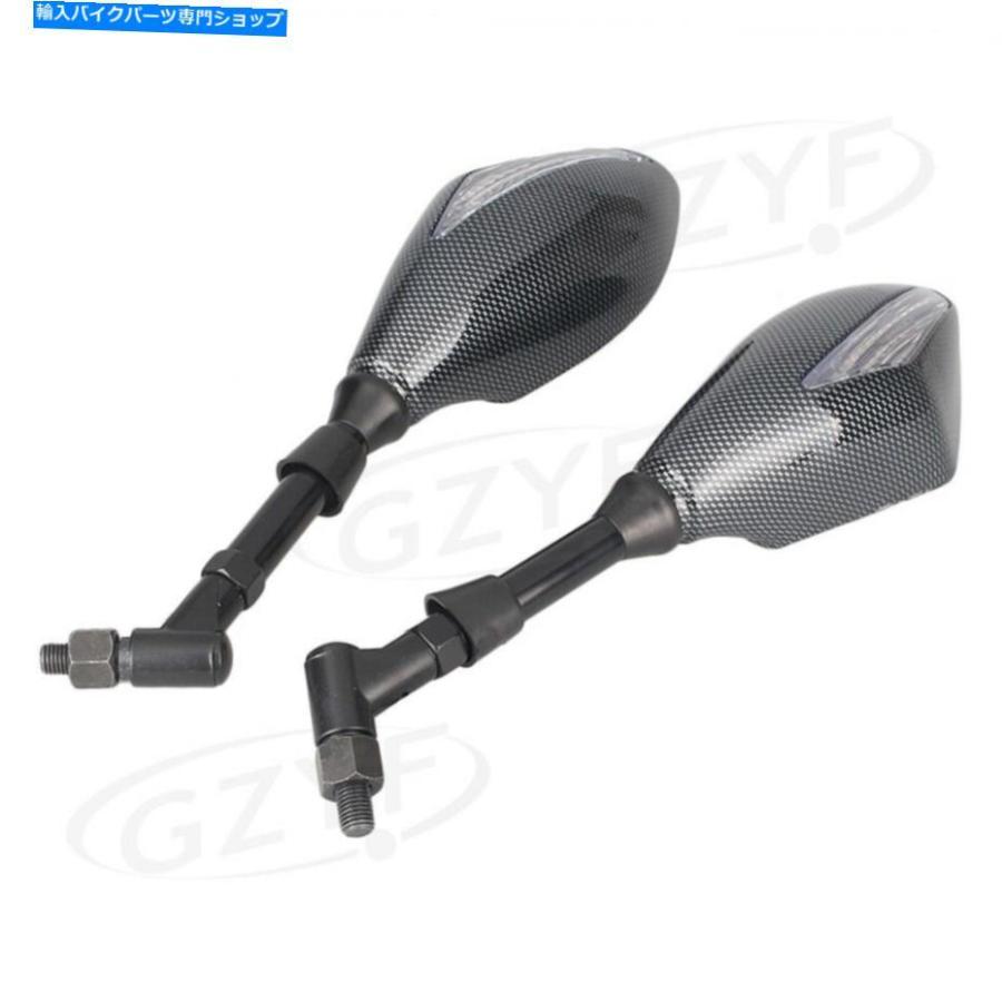 Mirror 2×スペシャルチェック柄10mm LEDリサイューミラーセットフィットヤマハVMAX1200 1984-2006 CO 2 x Special Plaid 10MM LED Rearview Mirrors｜reright-store