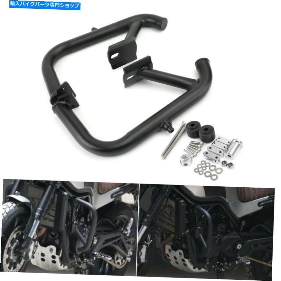 Engine Guard Benelli Leoncino 500 Trail Sportのためのブラッククラッシュバーエンジンガードバンパー