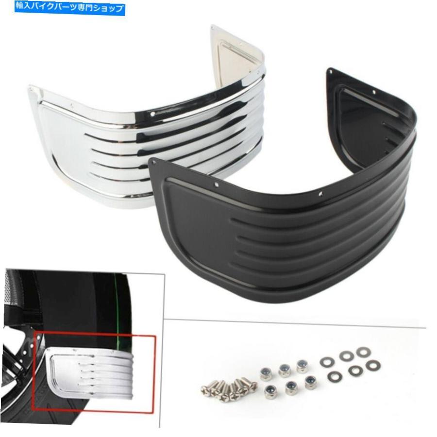 Front Fender フロントフェアリングフェンダースカートフィットハーレイツーリングTri Glide 2014-後ろの黒/クロム Front Fairing Fender Skirt Fit H