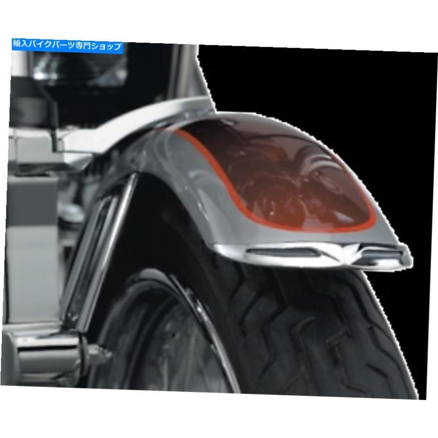 Front Fender ハーレーダビッドソン狭いフロントフェンダー9012のためのクラスカンクロームフロントフェンダーチップ KURYAKYN CHROME FRONT FENDER T