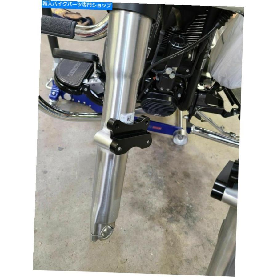 Front Fender フィットハーレーソフト化FLSTC 21 \"ホイールCNC光沢ブラックフロントフェンダーライザーリロケータ Fit Harley Softail FLSTC 21\"" Whee"_2