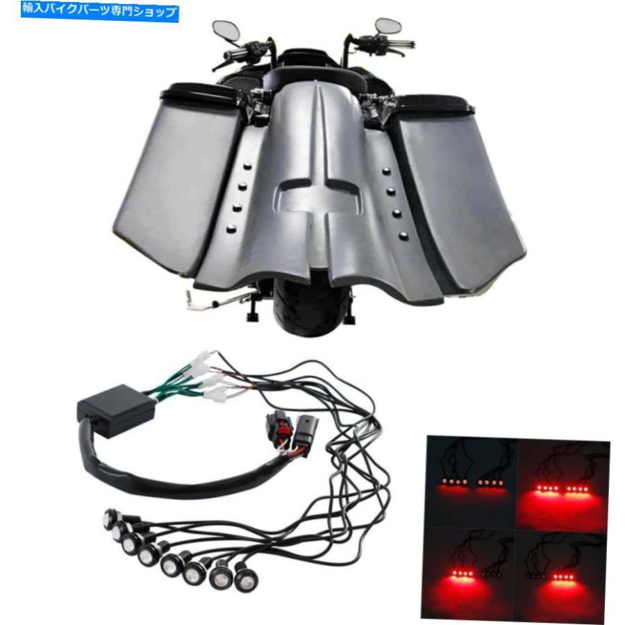 Rear Fender Red Road Fender Red Tail Light Fit Harley Touring Road King Baggers 14-21 16 Red Rear Fender Red Tail Light Fit For Harley Touri リアフェンダー-バイク