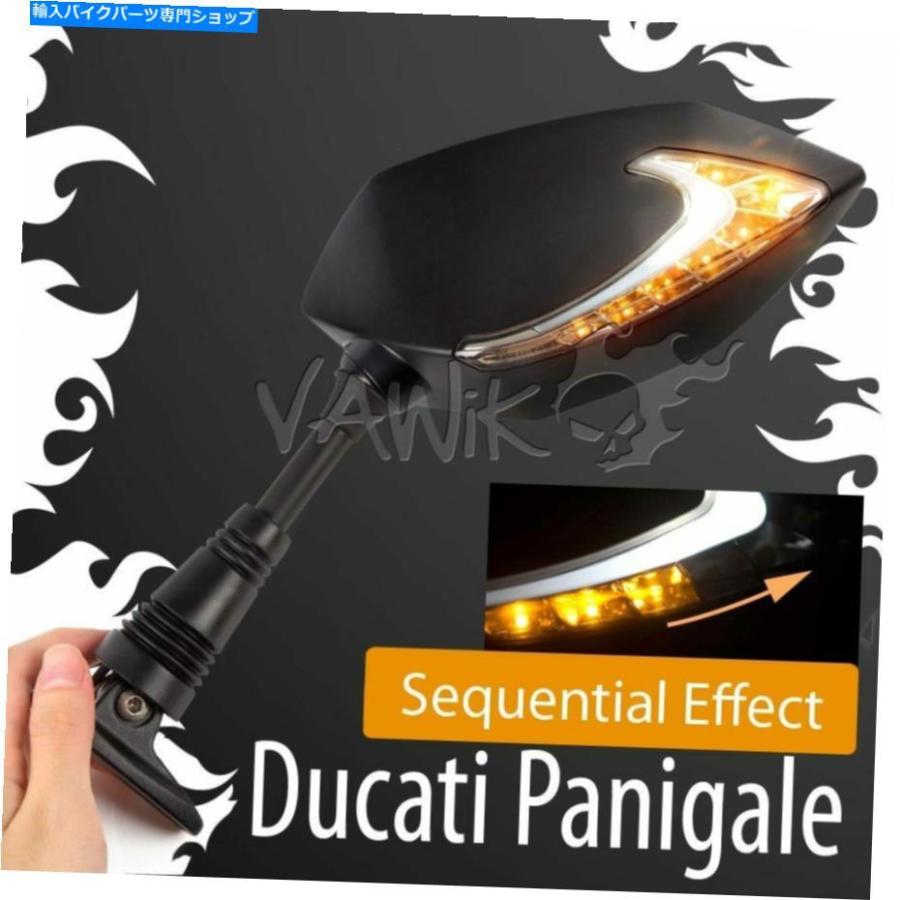 Mirror VAWIK LUCIFER黒いこと鏡鑑+ 2 LED相応うDUCATI 1199 PANIGALE S ABS TRICOLORE '13 VAWiK LUCIFER Black Mirror + 2 LED fits DUCATI 119