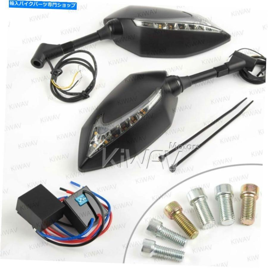 Mirror Kiwav Mirrors LuciferデュアルLED + OIフラッシャーレートコントロールリレーフィットBrat Bobber KiWAV Mirrors Lucifer Dual LED + Oi Flas 車、バイク、自転車-フレーム