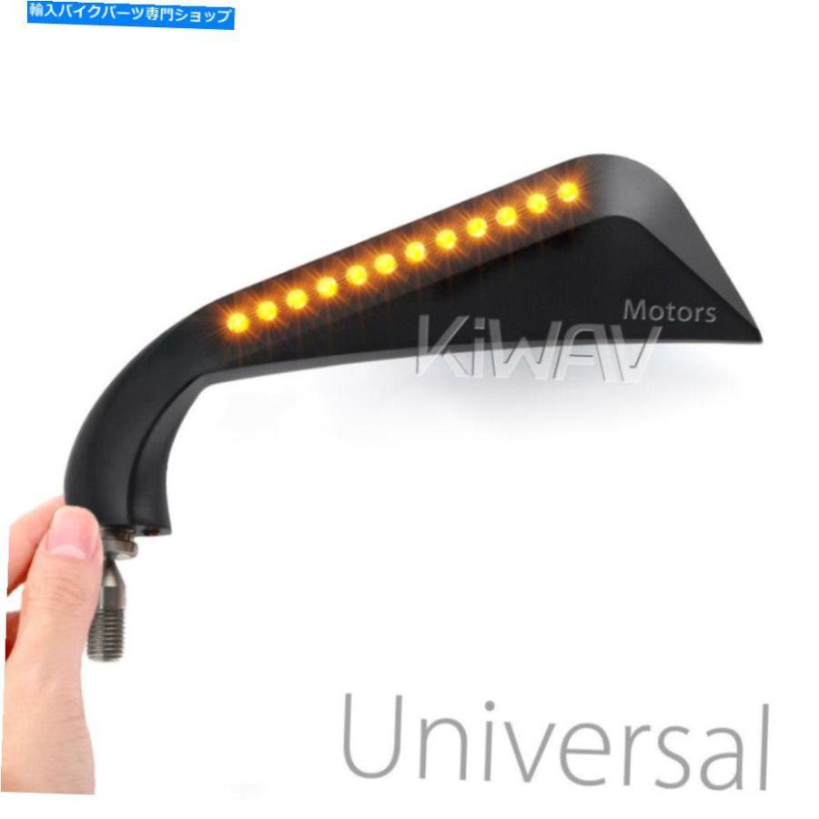 Mirror KiwavミラーAXマットブラック12ピースLEDターン信号10mmスレッドはロードバイクをフィット KiWAV mirror AXE mat black 12pcs LED turn signal