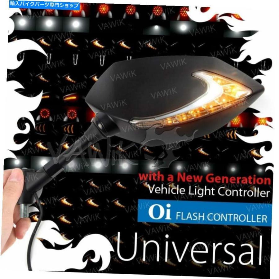 Mirror VAWIK鏡鑑LUCIFER 2TONE LED + OIフラッシャーレートコントローラーはDucati Indianに相応う VAWiK Mirror Lucifer 2tone LED + Oi Flashe その他フレーム関連用品-車、バイク、自転車