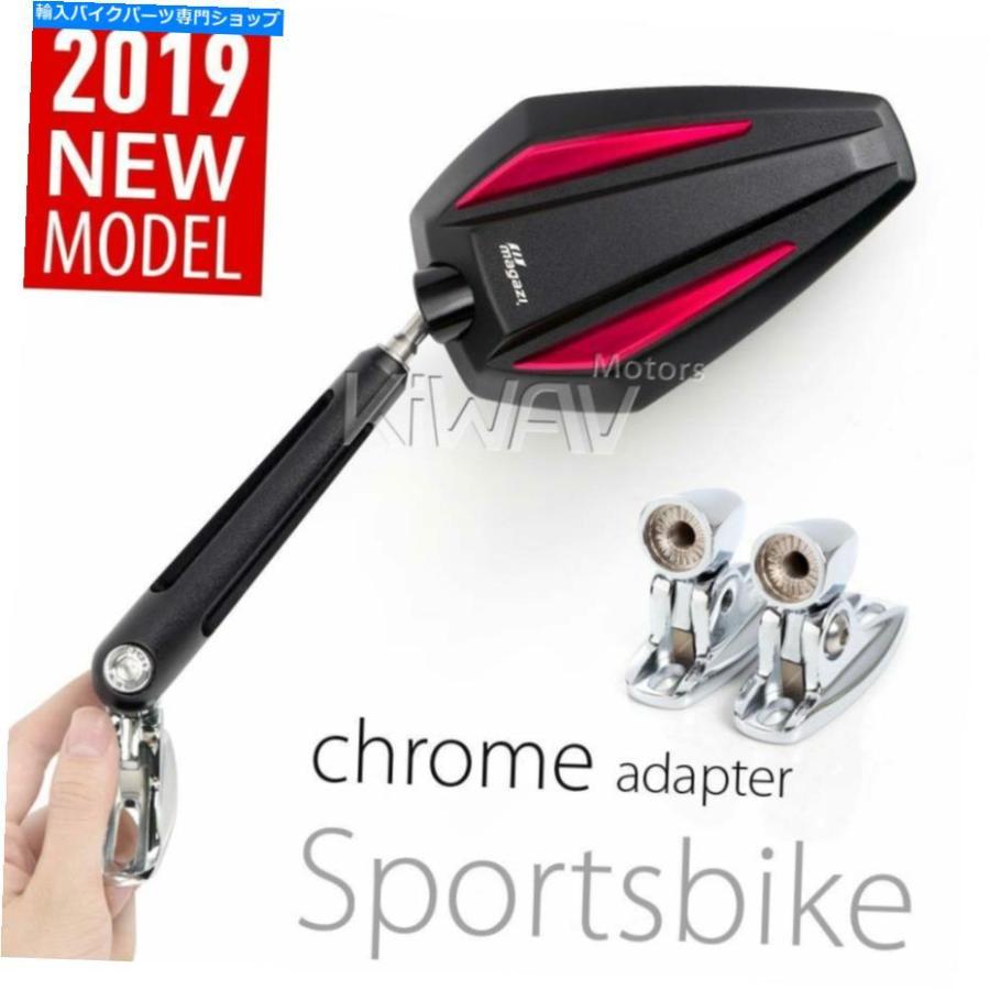 Mirror 赤＆ブラックアキレスフェアリングミラークロムベース