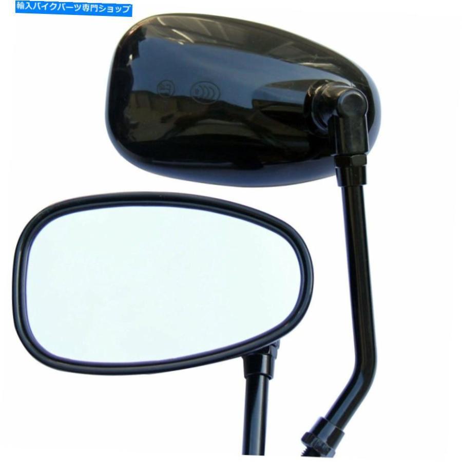 Mirror 1水平光輝のある浅ぐろい楕円面形の鏡は石塚兵庫勝ちとるの勝ちとる 1Pair Glossy Black Oval Mirrors ForSuzuki Kymco Hyosung Victory 車、バイク、自転車-バイク