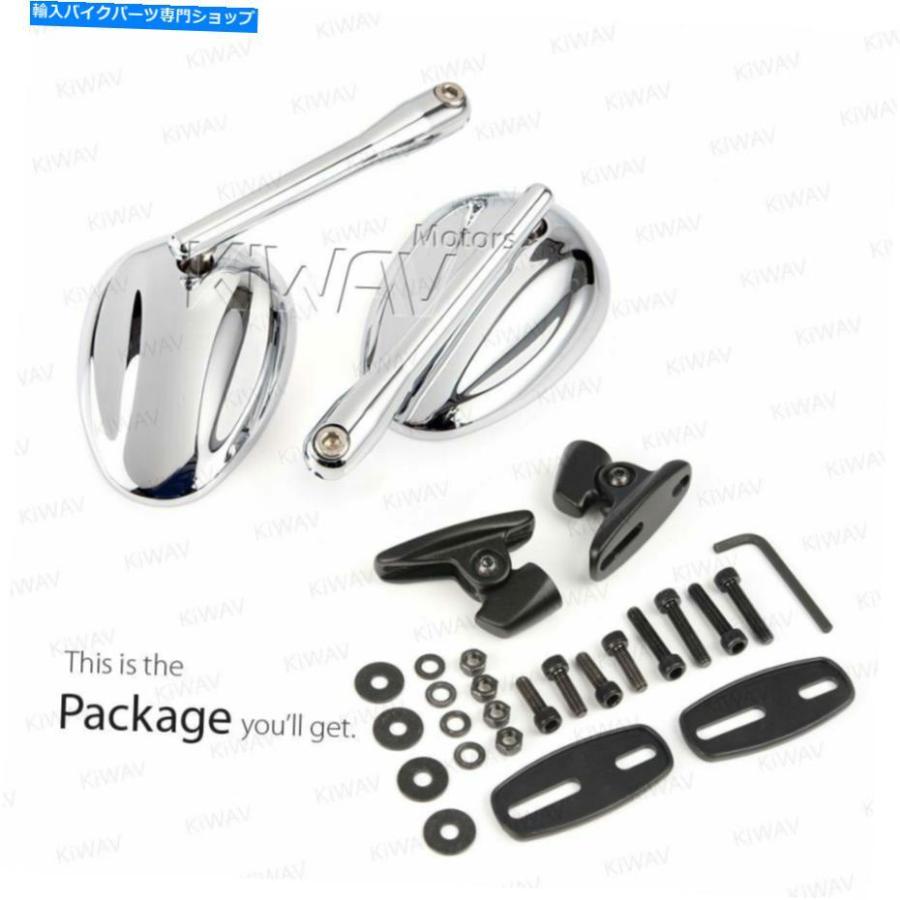 Mirror フェアリングミラークローム楕円形楕円形マットブラックベース