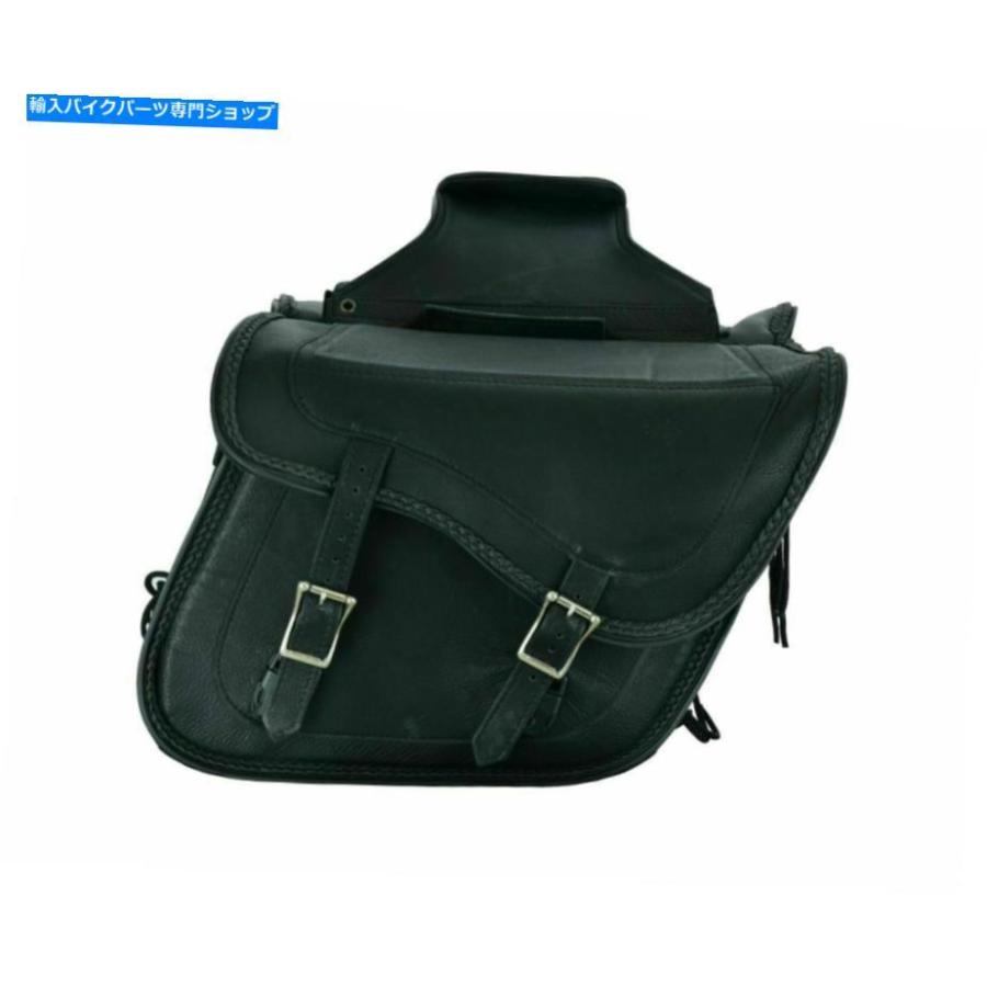 サイドバック 黒い征服。ヤマハVMAX ViragoRoadstar＆MoreのためのC本革のサドルバッグ BLACK Con. C