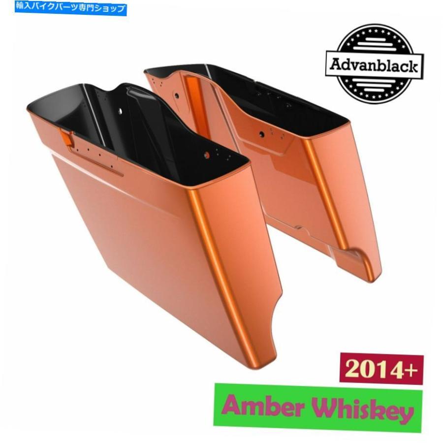 サイドバック アンバーウイスキー拡張バッグストレッチサドルバッグのハーレーダビッドソンツーリング14+ Amber Whiskey Extended Bags Stretched Sad