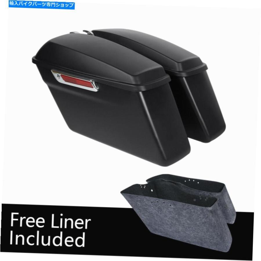 サイドバック マットブラックハードサドルバッグはハーレーツーリングエレクトラグライドFlht 14-21 20のためのフィット Matte Black Hard Saddle Bagの画像