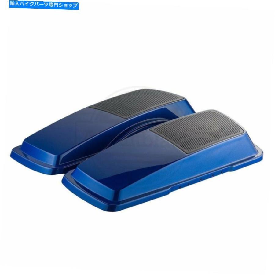サイドバック スーペリアブルーサドルバッグスピーカーリッドフィットハーレーストリートロードエレクトラグライド93-13 Superior Blue Saddlebag Speの画像