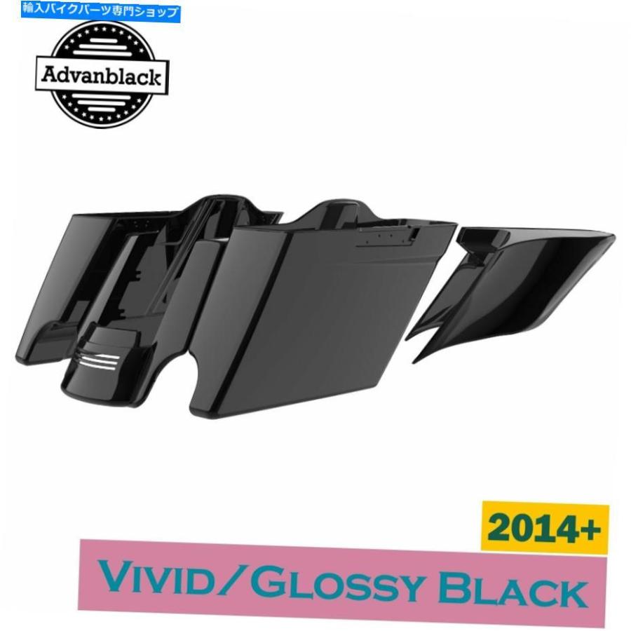 サイドバック Advan Vidived Black Extended Bagsストレッチサドルバッグは、ハーレーダビッドソン2014+ Advan Vivid Black Extended Bags Stretched バイク-フレーム-その他フレーム関連用品