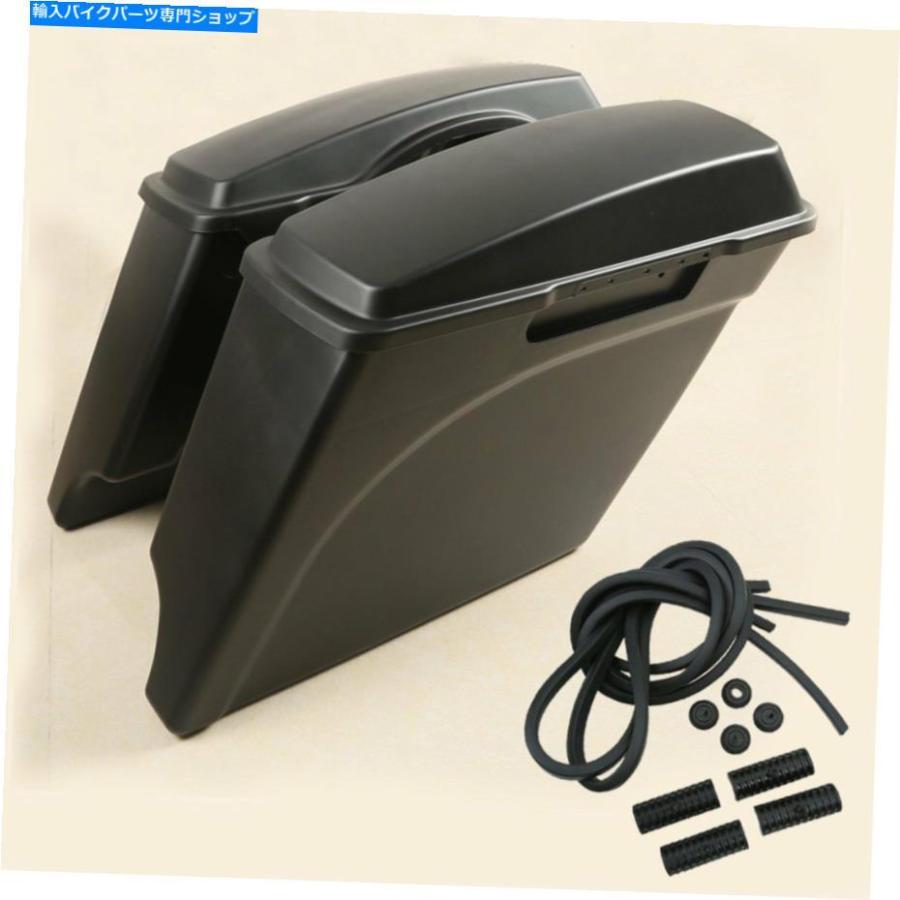 サイドバック 5 \"ブラックストレッチのハードサドルバッグバッグのハーレーロードキングストリートグライド93-13 5\"" BLACK STRETCHED HARD SADDLE BAG"