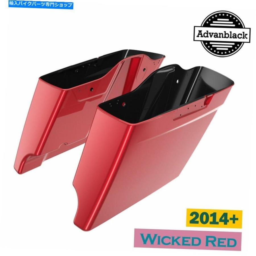 サイドバック ハーレーツーリング14+のためのサドルバッグを伸ばした邪悪な赤い拡張袋 Wicked Red Extended Bags Stretched Saddlebag For Harley Tou
