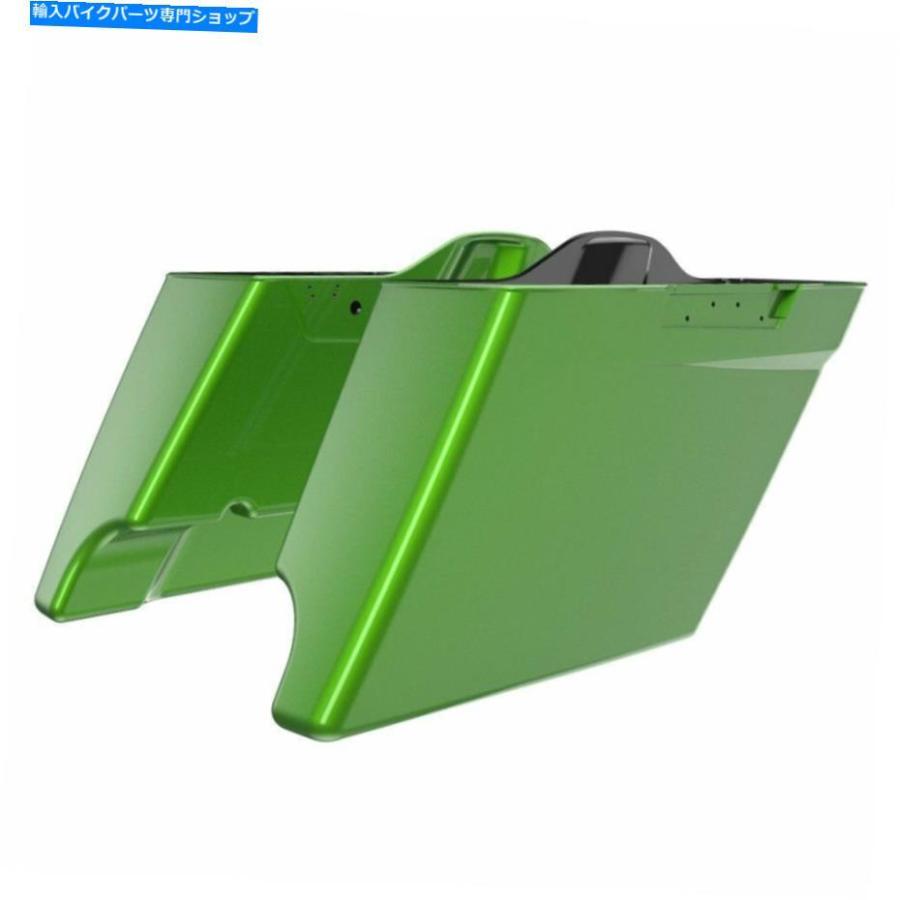 サイドバック 放射性グリーンエクステンデッドバッグストレッチサドルバッグフィットハーリーツーリング2014+ Radioactive Green Extended Bags Stret