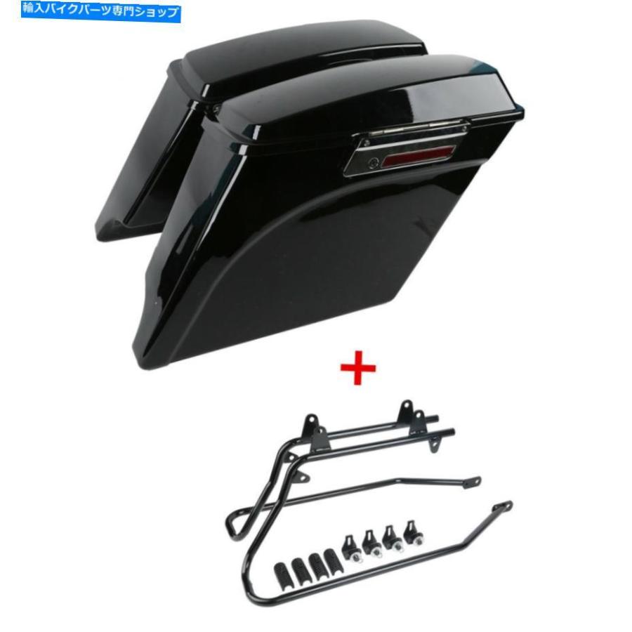サイドバック ハードサドルバッグサドルバッグ+コンバージョンブラケットはハーレーヘリテージソフトのためにフィットします Hard Saddlebags Saddle