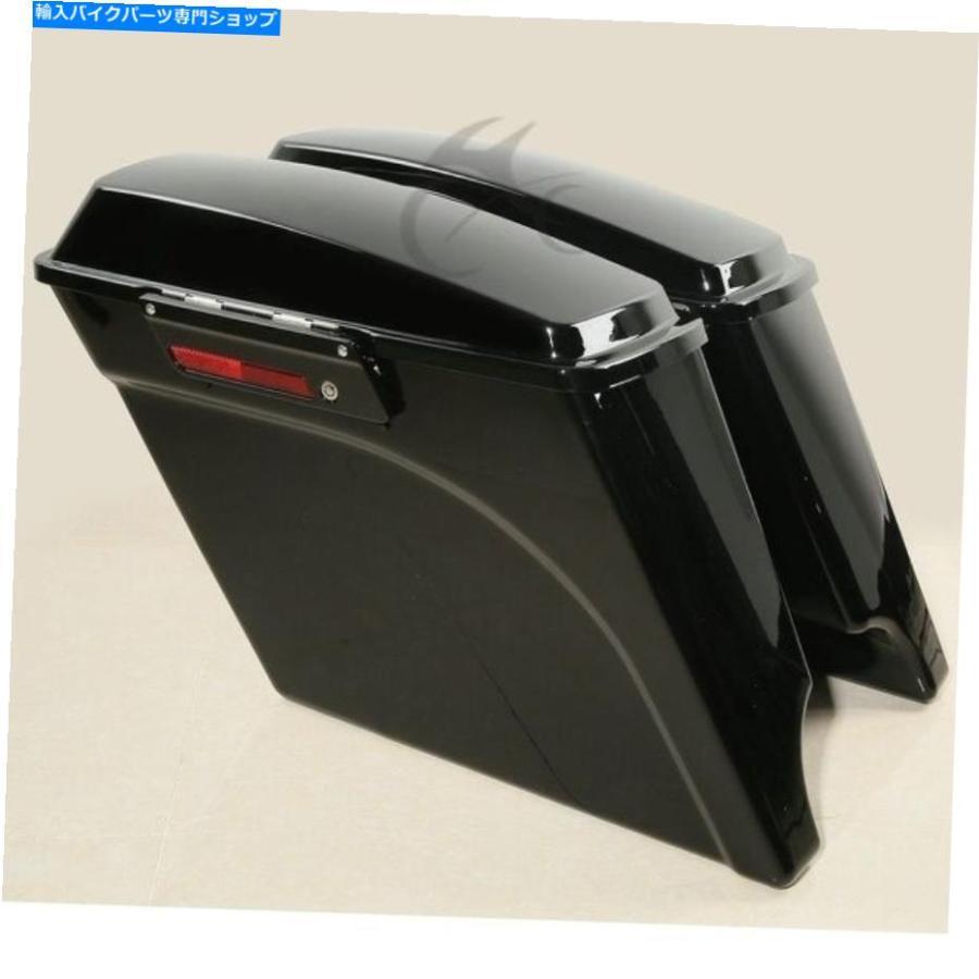 サイドバック 鮮やかな黒5 \"ハーレーツーリングFLT 93-2013のための伸縮されたハードサドルバッグ Vivid Black 5\" Stretched Extended Hard Saddlebag