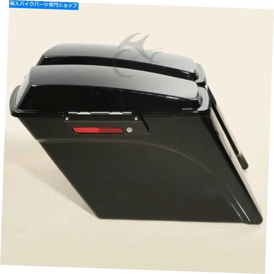 サイドバック 鮮やかな黒5 \"ハーレーツーリングFLT 93-2013のための伸縮されたハードサドルバッグ Vivid Black 5\" Stretched Extended Hard Saddlebagの画像