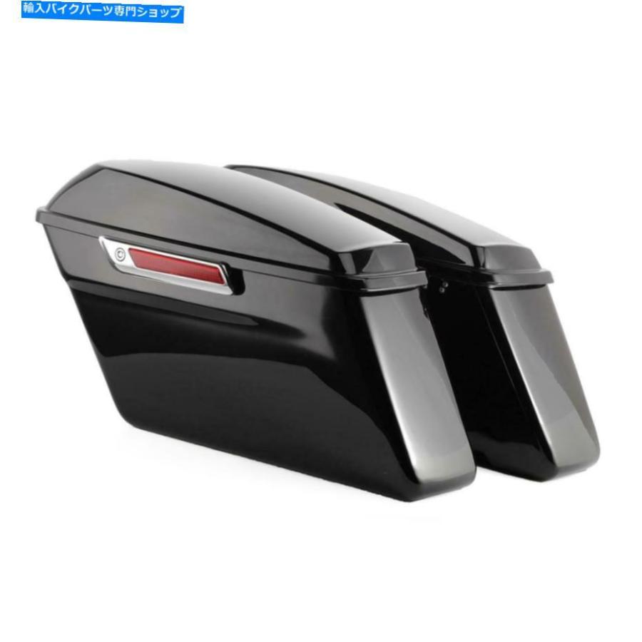 サイドバック オートバイのハード荷物サドルバッグブラックサドルバッグのハーレーツーリングロードキング Motorcycle Hard Luggage Saddlebag Blackの画像