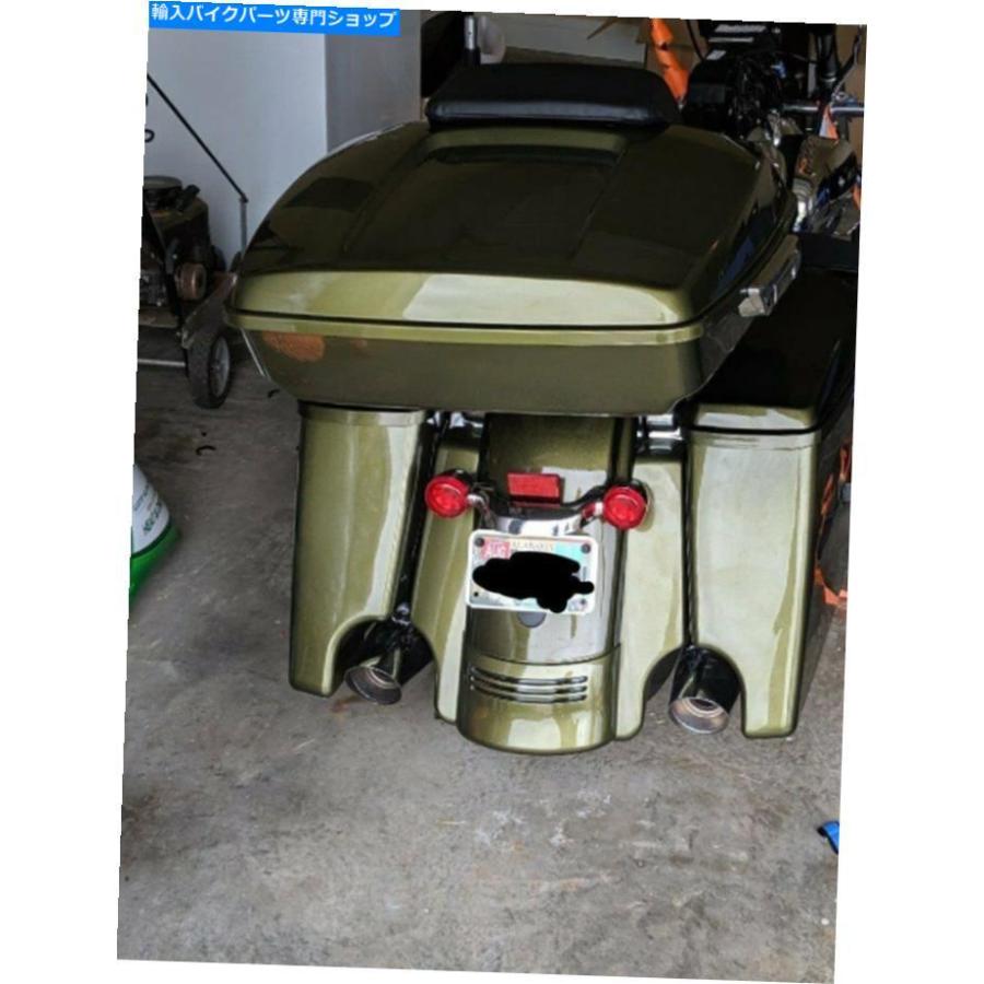 サイドバック 2014-20ハーリーストリートロードグライドFLHRのためのオリーブゴールドストレッチサドルバッグバット Olive Gold Stretched Saddlebag