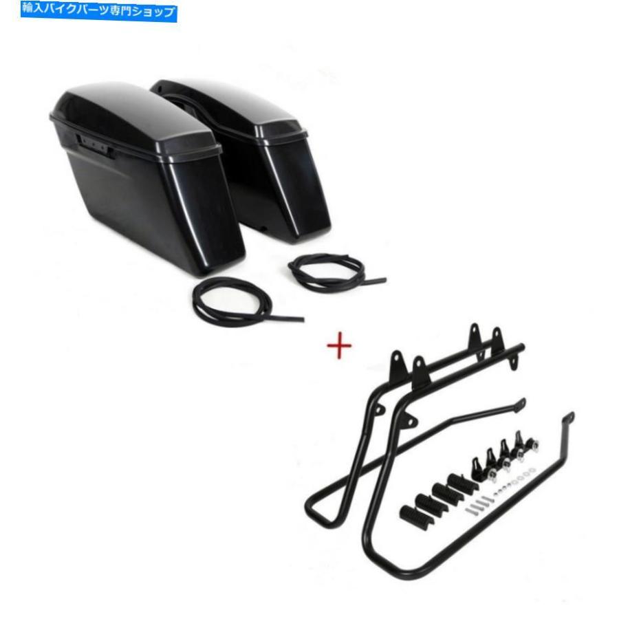 サイドバック ハーレーソフトハードサドルバッグサドルバッグW /ブラックコンバージョンブラケット For Harley Softail Hard Saddlebags Saddle Bags その他フレーム関連用品-フレーム