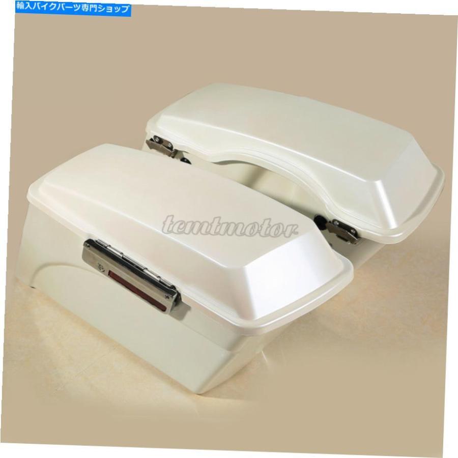 サイドバック ホワイトハードサドルバッグフィットハーレーツーリングElectra Glide Road King 1994-2013 White Hard Saddlebag Fit For Harley Touriの画像
