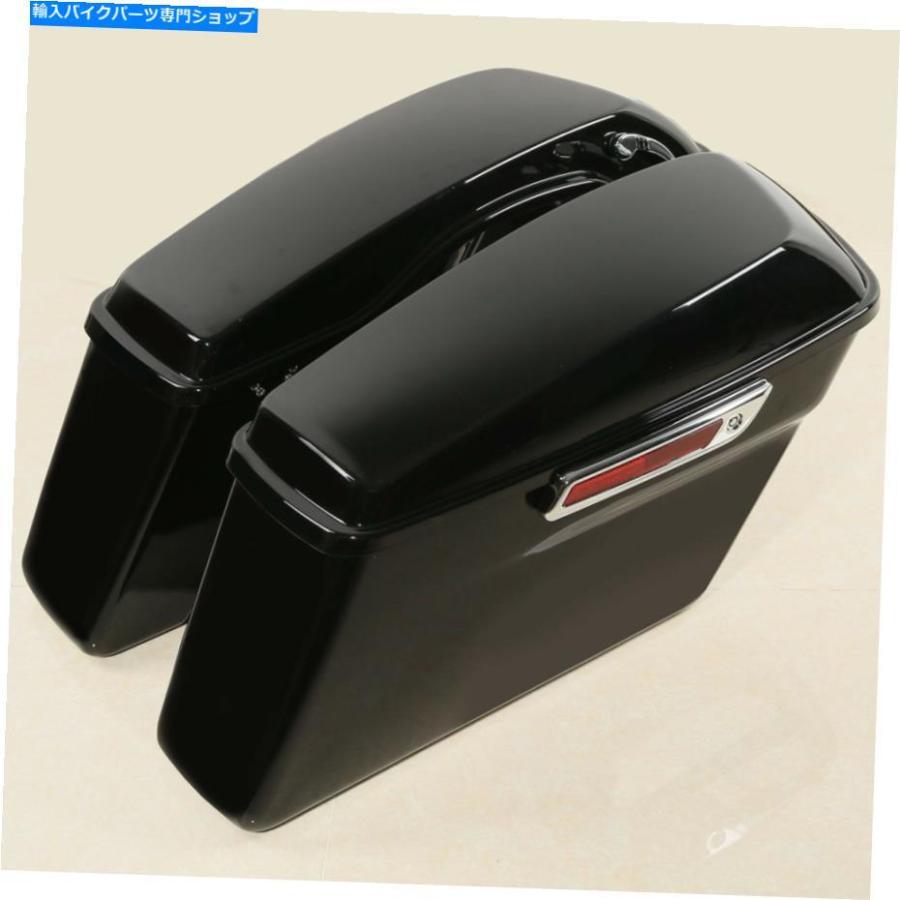 サイドバック 鮮やかな黒のハードサドルバッグバッグフィットハーレーツーリングストリートグライド2014-2020 Vivid Black Hard Saddlebag Bag Fit Foの画像