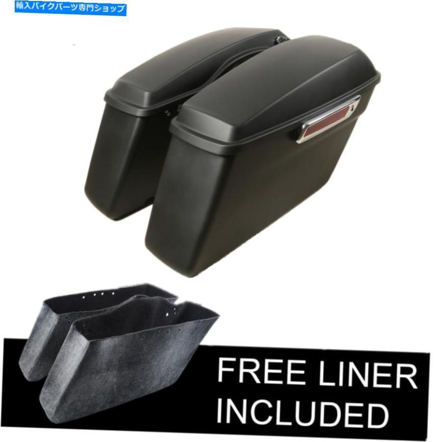 サイドバック マットブラックサドルバッグw /ラッチフィットハーレーロードキングストリートグライド2014-2020 Matte black SaddleBags w/ Latch Fit