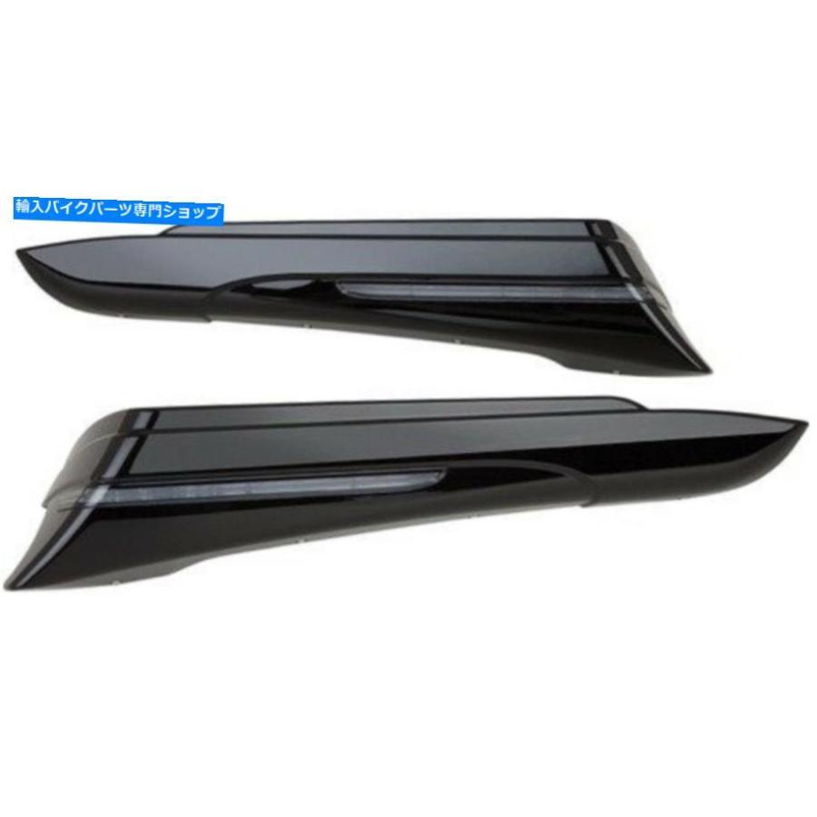 サイドバック CIROブラックサドルバッグ拡張LEDライトfor Harley Flht Flhr Flhx Fltr 14-19 Ciro Black Saddlebag Extensions LED Lights for Harley
