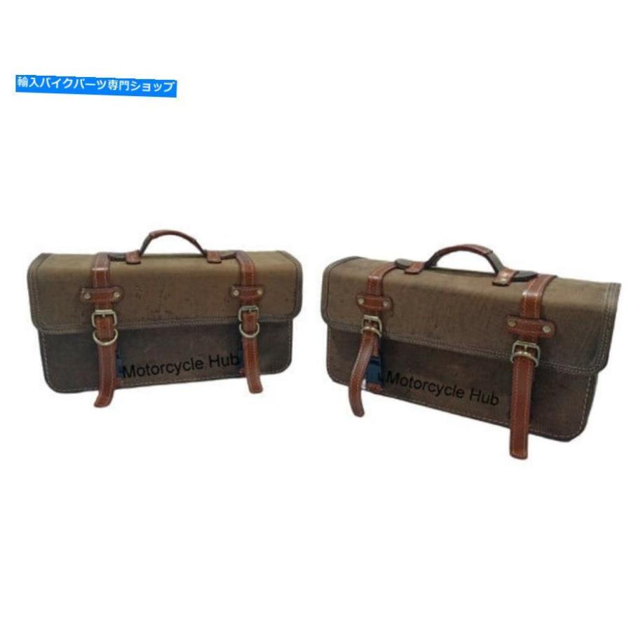 サイドバック レザーサイドサドルバッグロイヤルエンフィールドインターセプター650執事付きラスティブラウン Leather Side Saddle Bag Royal Enfieldの画像